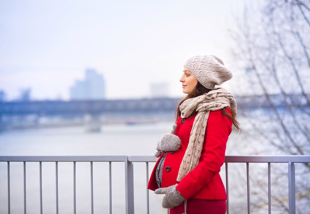 pregnant women in winter clothes
