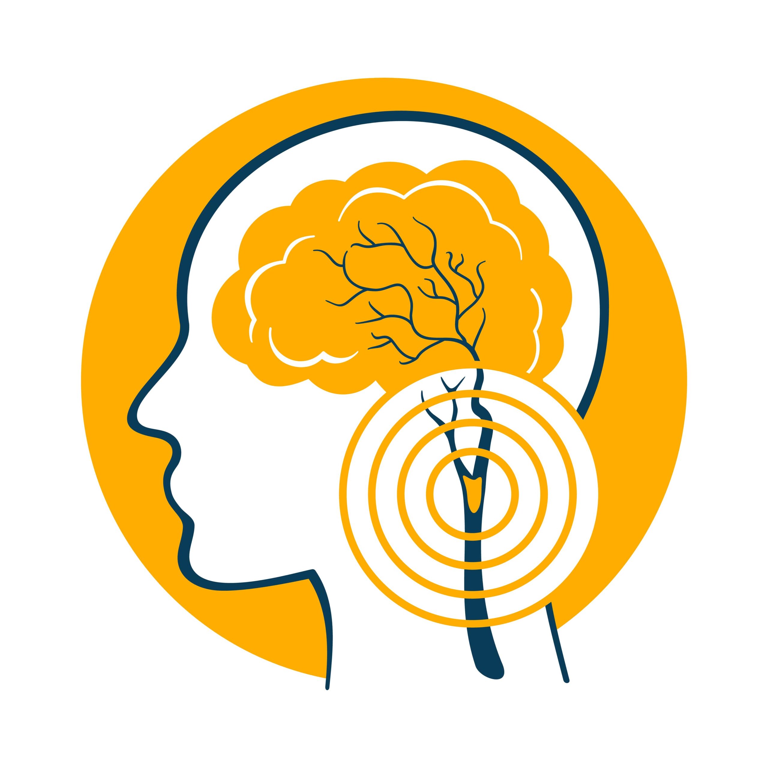 Cerebrovascular icon - disease that affects the blood vessels and cerebral circulation of the brain, damaging or deforming it - isolated vector emblem