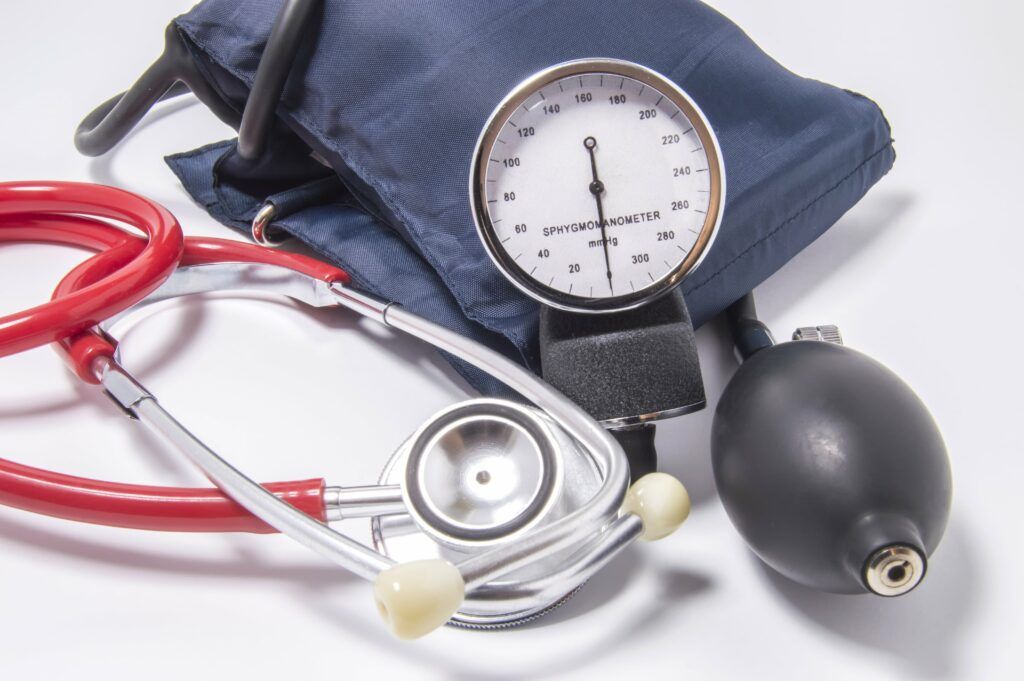 blood pressure cuff and stethoscope 